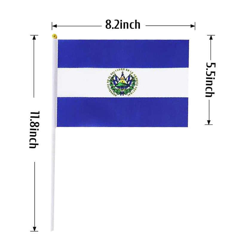 mflagperft El Salvador Flag Salvadoran Flag, Small Mini Handheld El Salvador Flags on Stick, Ideal for Party Parades Sports Events Patriotic Festival Decorations - Image 3